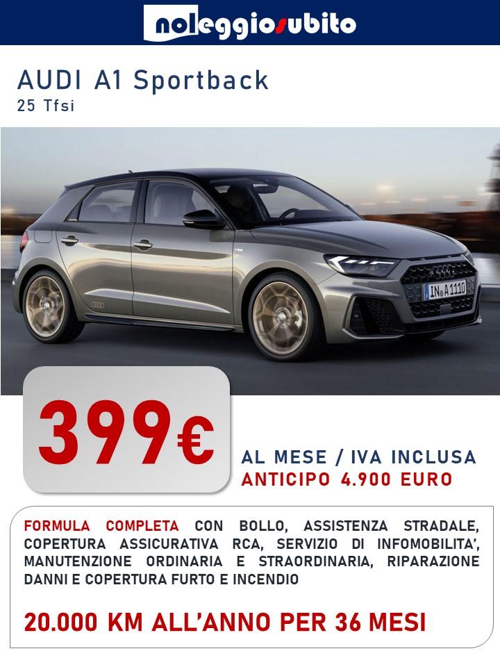 Audi A1 sportback canone a partire da 399 €/mese.
Assicurazioni manutenzioni tasse pneumatici