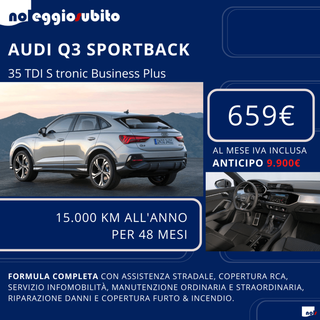 Audi Q3 sportback noleggio a lungo termine diesel automatica pronta consegna 659 euro IVA compresa