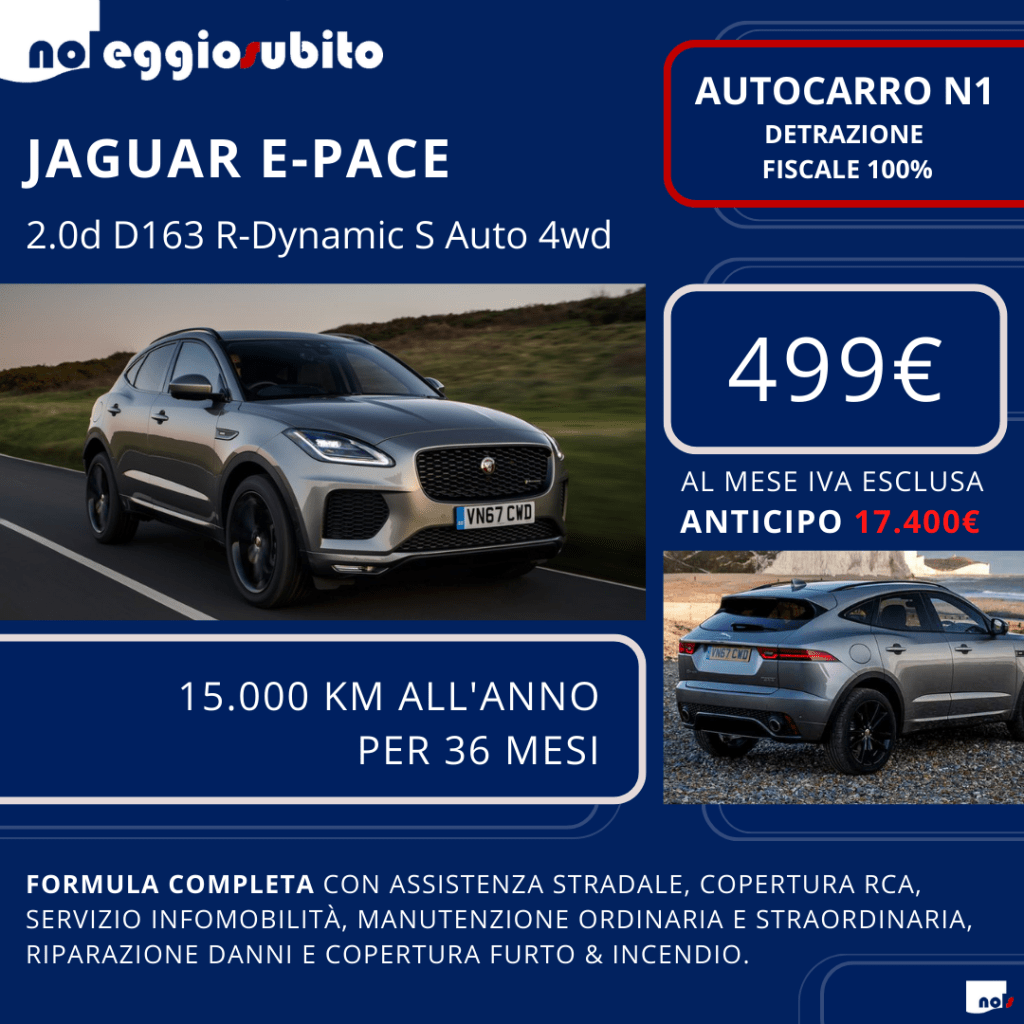 Jaguar E-PACE autocarro N1 499 euro/mese Offerta noleggio lungo termine scarico fiscale 100%