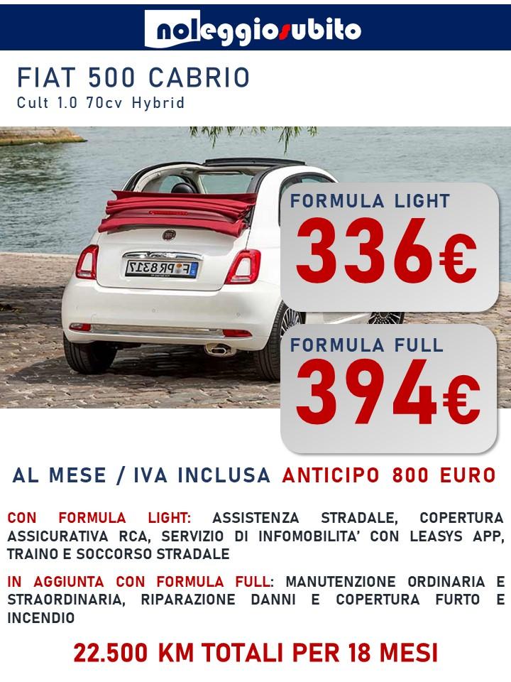Fiat 500 CABRIO neopatentati noleggio offerta