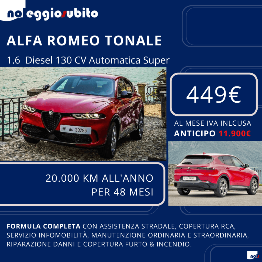 Alfa Romeo Tonale diesel automatico noleggio lungo termine 499 euro mese