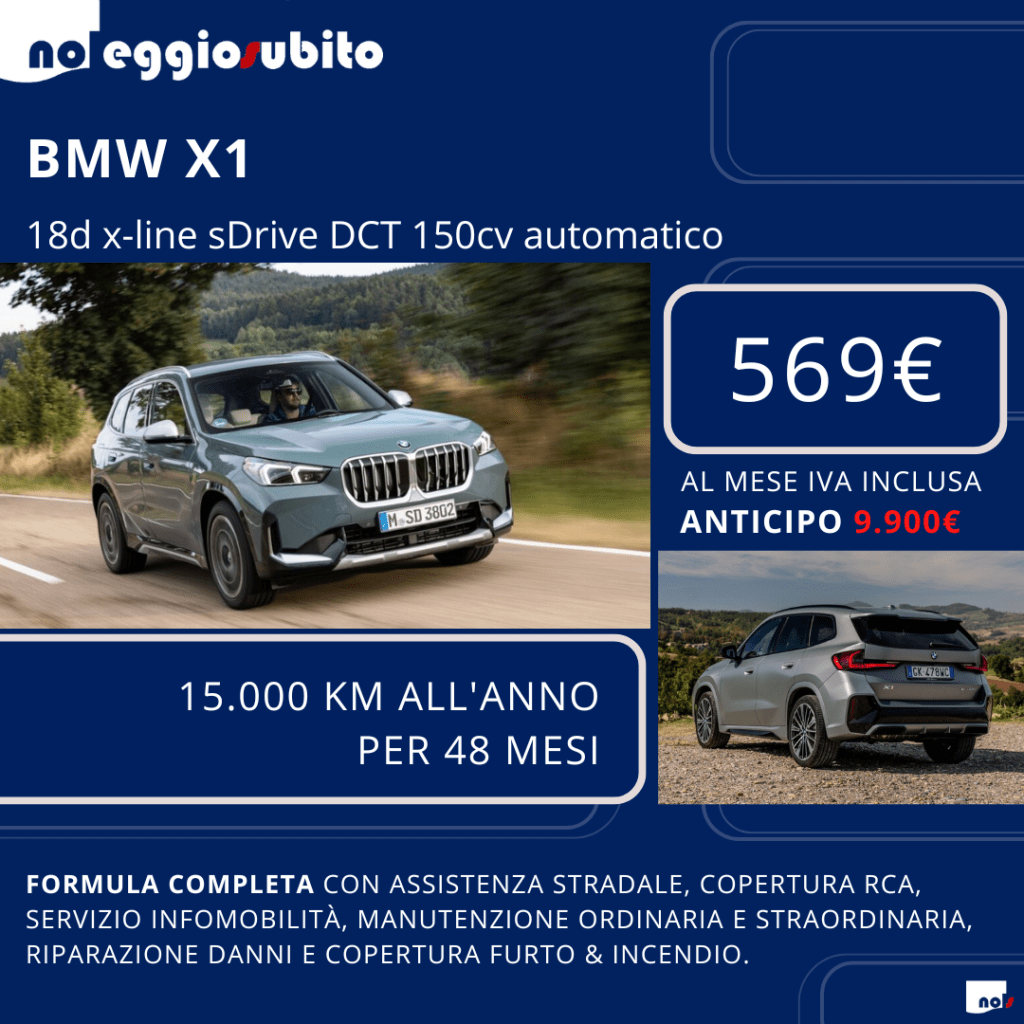 BMW X1 diesel automatico in pronta consegna. Noleggio a lungo termine a partire da 569 euro mese