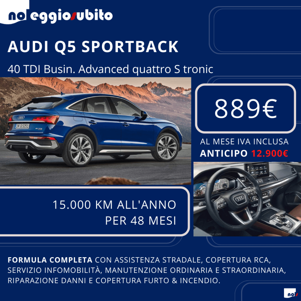 Audi Q5 Sportback noleggio a lungo termine diesel automatica pronta consegna 889 euro IVA compresa