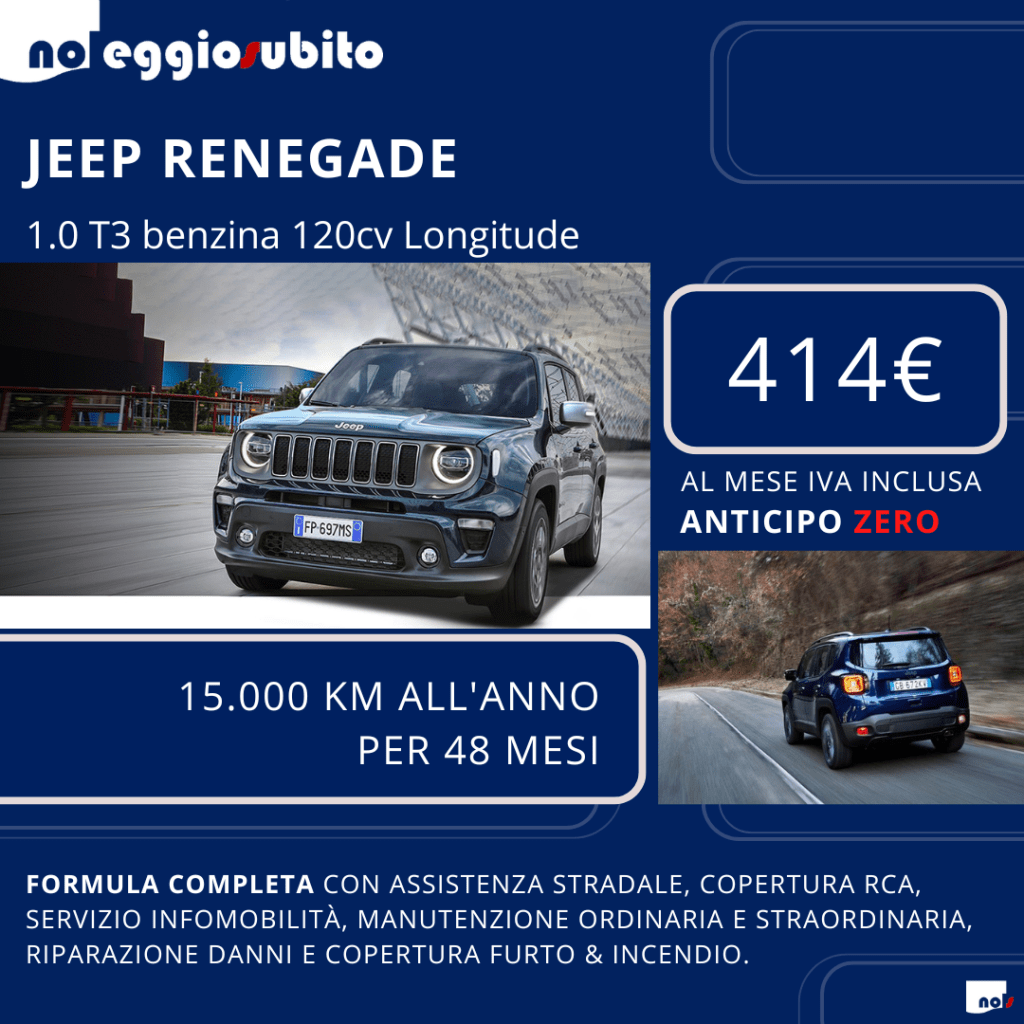 Jeep Renegade noleggio lungo termine promozione pronta consegna senza anticipo