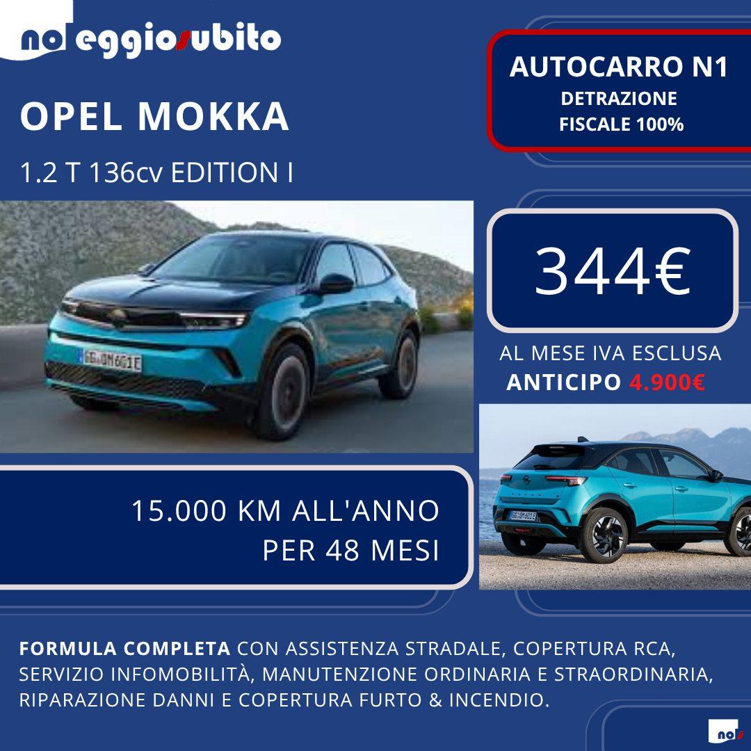 Opel MOKKA autocarro N1 canone a partire da 344 euro mese. Scarico fiscale 100% cento percento tutti i servizi compresi assicurazione manutenzione