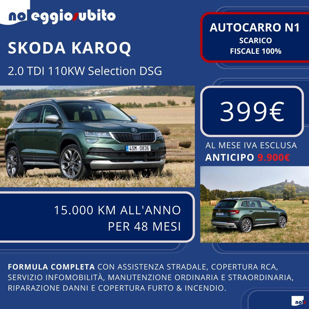 Skoda KAROQ diesel automatica autocarro N1 canone a partire da 389 euro mese. Scarico fiscale 100% cento percento tutti i servizi compresi assicurazione manutenzione