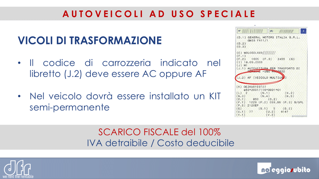 l'omologazione in veicolo allestimento speciale art 54.1.g non è soggetto ai vincoli di immatricolazione dei veicoli N1.
E' infatti possibile omologare come Publycar qualsiasi veicolo con codice carrozzeria (J2) AC (station wagon/familiare) oppure AF (veicolo multiuso/SUV)